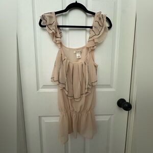 Arden B Pink Sequin Blouse with  Ruffle Details